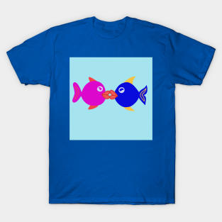 Illustrated kissing fish T-Shirt